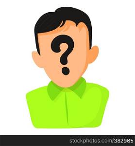 Man question icon. Cartoon illustration of man question vector icon for web. Man question icon, cartoon style
