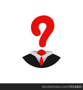 man question mark isolate in flat, vector illustration. man question mark flat isolate, vector illustration