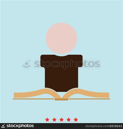 Man reading book set icon .