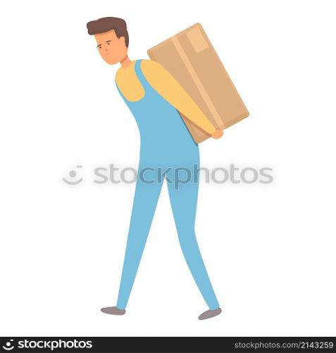 Man relocation box icon cartoon vector. House move. Service cargo. Man relocation box icon cartoon vector. House move