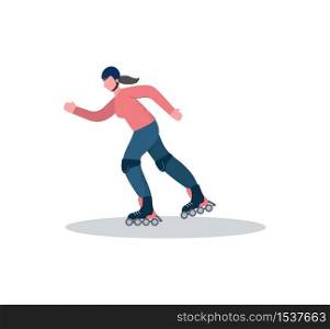 Man roller skating. Concept street, aggressive skating vert, figure sports, speed slalom. Illustration of fun races, extreme figure jumps.. Man roller skating. Concept street, aggressive skating vert,