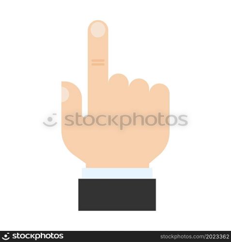 Man&rsquo;s hand in suit pointing with index finger.