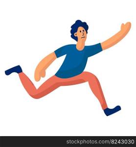Man run vector illustration. Person ma≤running and run≠r competition concept. Busi≠ss cartoon design busi≠ssman ath≤te and success≤adership victory. Win≠r adu<indian character