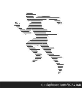 Man runner speed silhouette striped lines vector background template concept