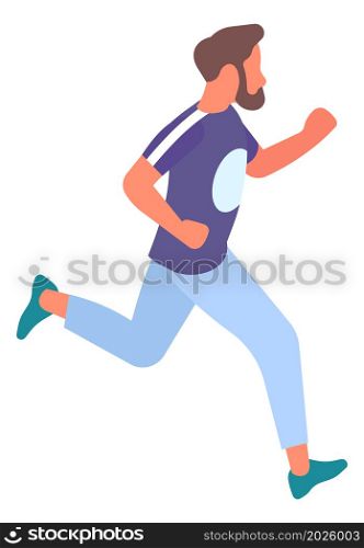 Man running fast. Athlete training for marathon competition isolated on white background. Man running fast. Athlete training for marathon competition
