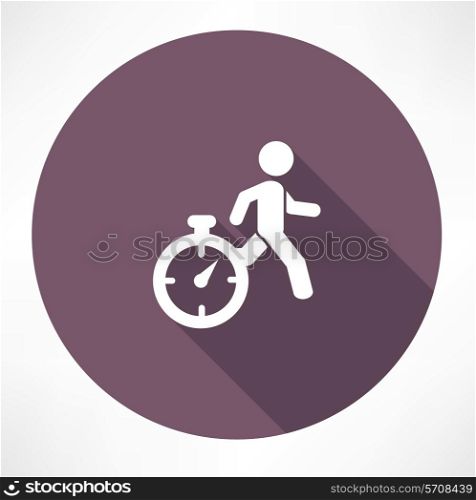 man running out of time icon. Flat modern style vector illustration