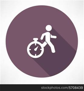 man running out of time icon. Flat modern style vector illustration
