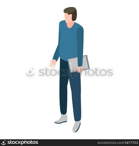 Man search job icon. Isometric of man search job vector icon for web design isolated on white background. Man search job icon, isometric style