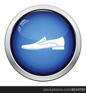 Man shoe icon. Glossy button design. Vector illustration.