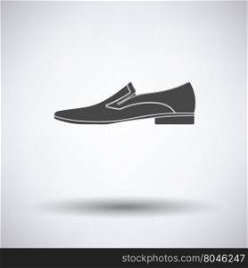 Man shoe icon on gray background with round shadow. Vector illustration.