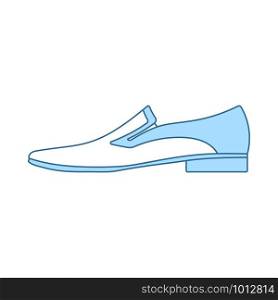 Man Shoe Icon. Thin Line With Blue Fill Design. Vector Illustration.