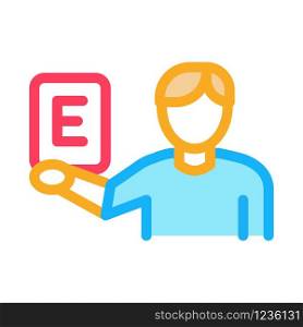 Man Show Letter Icon Vector. Outline Man Show Letter Sign. Isolated Contour Symbol Illustration. Man Show Letter Icon Vector Outline Illustration