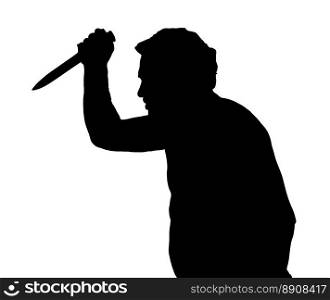 Man Silhouette European Stabbing with a Knife 