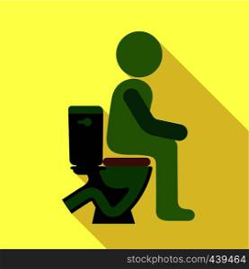 Man sitting on the toilet icon. Flat illustration of man sitting on the toilet vector icon for web. Man sitting on the toilet icon, flat style