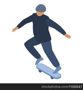 Man skateboard trick icon. Isometric of man skateboard trick vector icon for web design isolated on white background. Man skateboard trick icon, isometric style