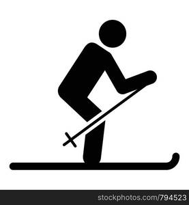 Man ski icon. Simple illustration of man ski vector icon for web design isolated on white background. Man ski icon, simple style