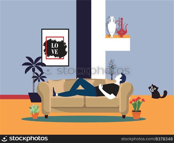Man sleeping on sofa icons