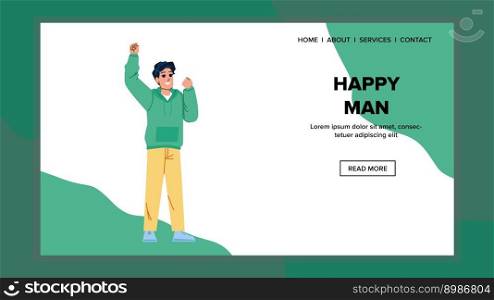 man smile vector. young casual, success happy, adult looking, cheerful portrait, person man smile web flat cartoon illustration. man smile vector