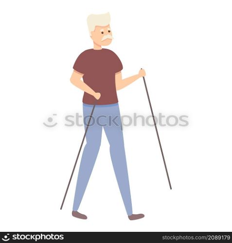 Man sport walking icon cartoon vector. Senior travel. Old character. Man sport walking icon cartoon vector. Senior travel