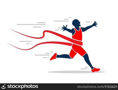 Man sprint running to win design on white background.