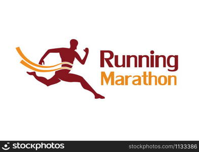 Man sprint running to win design. white background