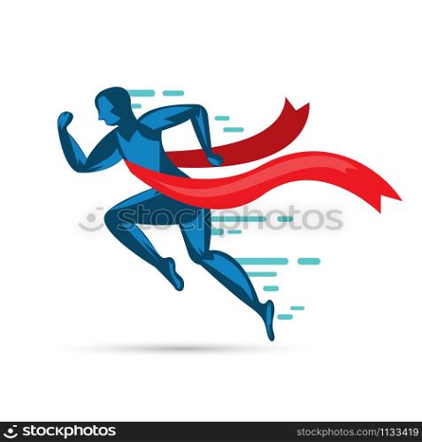 Man sprint running to win flat icon.
