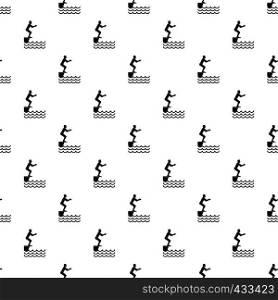 Man standing on springboard pattern seamless in simple style vector illustration. Man standing on springboard pattern vector