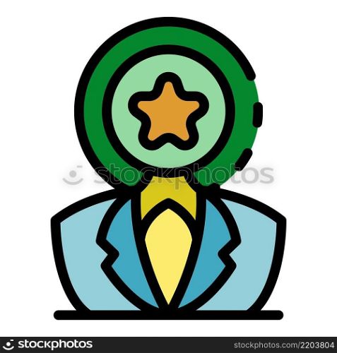 Man star head icon. Outline man star head vector icon color flat isolated. Man star head icon color outline vector