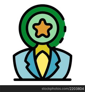 Man star head icon. Outline man star head vector icon color flat isolated. Man star head icon color outline vector