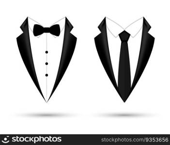 Man suit icon isolated background with bow and tie. Fashion black business jacket design.. Man suit icon isolated background with bow and tie. Fashion black business jacket design