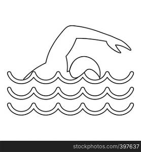 Man swimming the front crawl in a pool icon. Outline illustration of man swimming the front crawl in a pool vector icon for web. Man swimming the front crawl in a pool icon