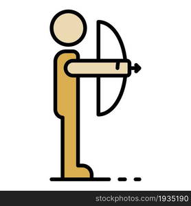 Man take bow icon. Outline man take bow vector icon color flat isolated. Man take bow icon color outline vector