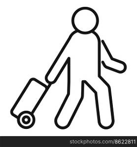 Man take travel bag icon outline vector. Airline plane. Air seat. Man take travel bag icon outline vector. Airline plane