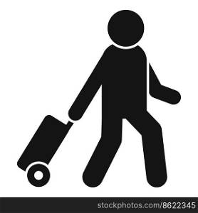 Man take travel bag icon simple vector. Airline plane. Air seat. Man take travel bag icon simple vector. Airline plane