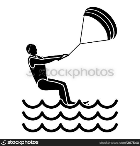 Man takes part at kitesurfing icon. Simple illustration of man takes part at kitesurfing vector icon for web. man takes part at kitesurfing icon, simple style