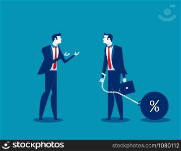 Man talking to businessman chain bound hands. Concept business vector illustration. Character flat design.
