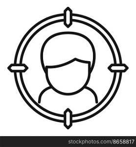 Man target icon outline vector. Audience digital. Customer lead. Man target icon outline vector. Audience digital