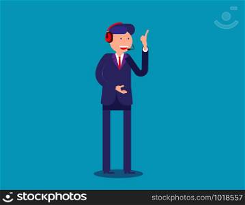 Man tech support or troubleshooting department in business. Concept business support specialists vector illustration.. Man tech support or troubleshooting department in business. Concept business support specialists vector illustration.