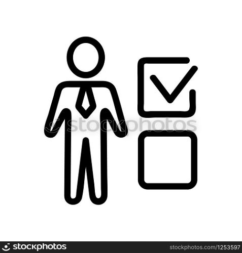 Man test icon vector. Thin line sign. Isolated contour symbol illustration. Man test icon vector. Isolated contour symbol illustration