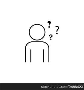 Man think icon. Doubt or unsure icon. Person with question icon. Vector illustration. EPS 10. stock image.. Man think icon. Doubt or unsure icon. Person with question icon. Vector illustration. EPS 10.