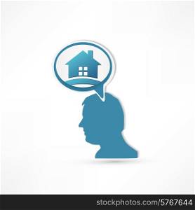 Man thinks about home. Businessman concept icon