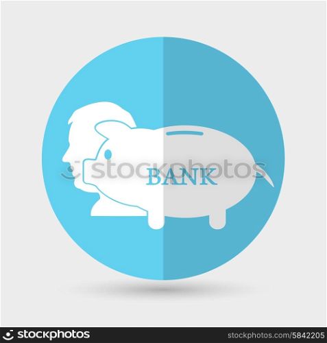 Man thinks about money. Businessman concept icon