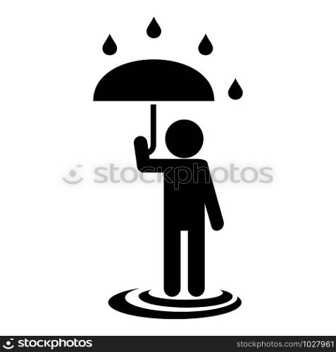 Man umbrella under rain icon. Simple illustration of man umbrella under rain vector icon for web design isolated on white background. Man umbrella under rain icon, simple style