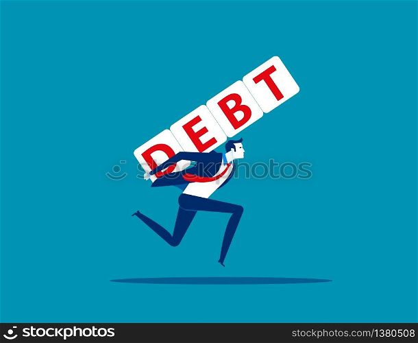 Man under the burden of loan. Concept business debt vector illustration, Business character style, Cartoon design.