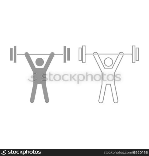 Man uping weight icon. Grey set .. Man uping weight icon. It is grey set .