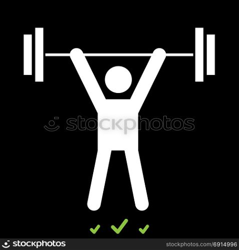 Man uping weight it is white icon .. Man uping weight it is white icon . Flat style