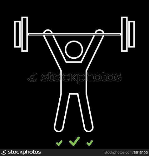 Man uping weight it is white icon .. Man uping weight it is white icon . Flat style