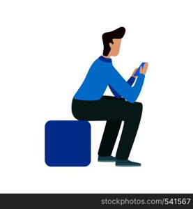 Man use smartphone. Flat vector concept illustration isolated. Man use smartphone. Flat concept illustration isolated