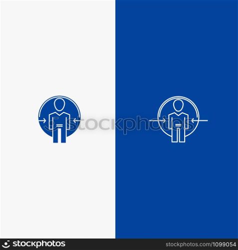 Man, User, Login, Id, Identity Line and Glyph Solid icon Blue banner Line and Glyph Solid icon Blue banner