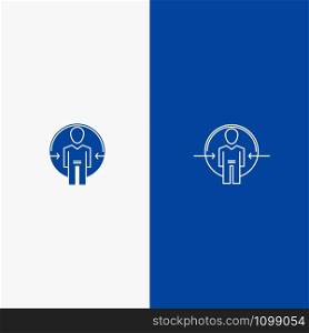 Man, User, Login, Id, Identity Line and Glyph Solid icon Blue banner Line and Glyph Solid icon Blue banner
